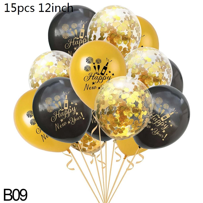 B09-15pcs balloon Счастливый год круглый шар звезда бутылки вина фольга, латекс воздушный шар баллон гелия год вечерние украшения год - Цвет: B09-15pcs balloon