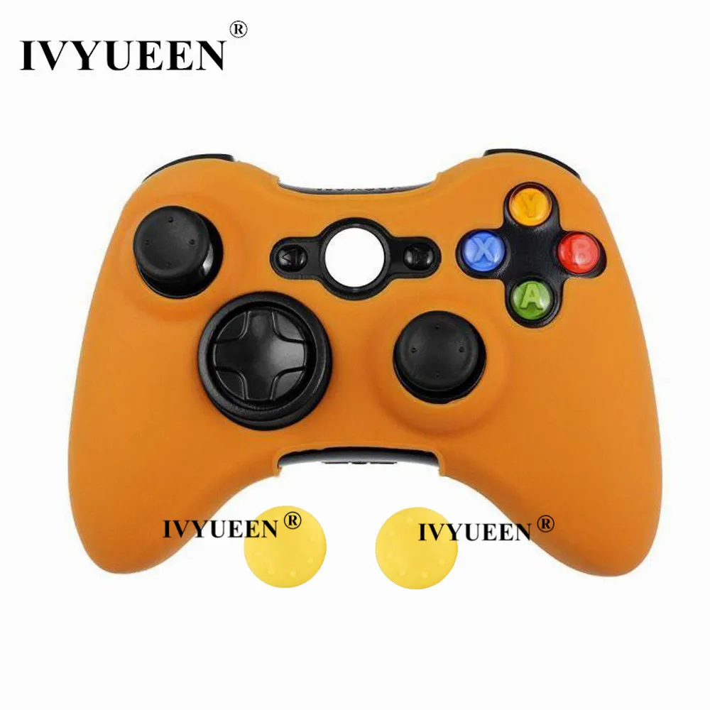 IVYUEEN 20 цветов мягкий силиконовый защитный чехол для microsoft Xbox 360 проводной/беспроводной контроллер аналоговые палочки крышки - Цвет: Оранжевый