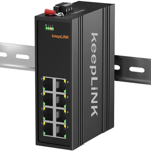 Промышленный 8-портовый Быстрый неуправляемый IP40 алюминиевый сетевой коммутатор Ethernet с температурой от-40 ℃ до + 75 ℃ - изображение