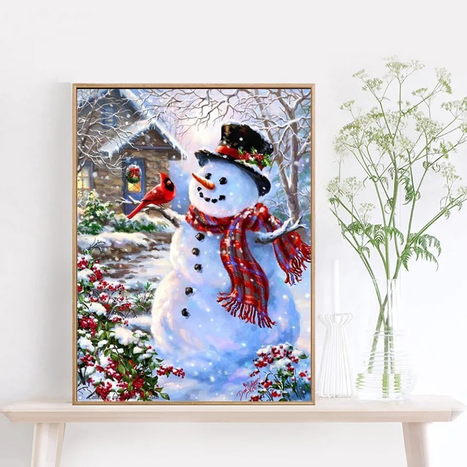 Алмазная вышивка хуакан Снеговик Сделай Сам крестиком бриллиантовый рисунок