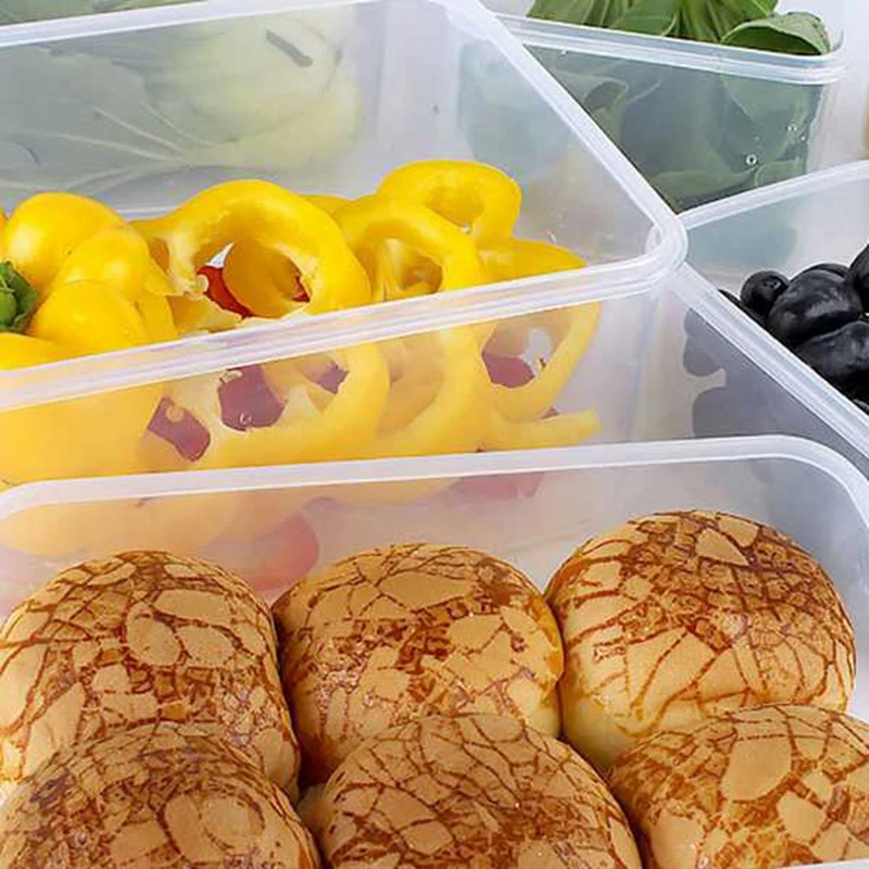 

Food Containers Takeaway Storage Boxes Bulk Transparent Rectangular Sealed Plastic Storage Box with Lid(1100ML) 5Pcs