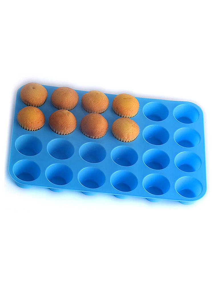 Thickened Integrated 24 hole multi-grid round silicone muffin cup mold jelly biscuit baking pan cake | Дом и сад