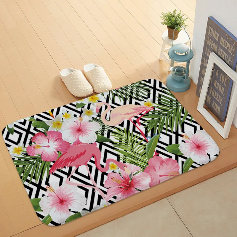 Anti Slip Doormat for Entrance Door Pink Flamingo Mats Rectangular Light Thin Flannel Home Decor Kitchen Bathroom Non-slip Mat | Дом и сад