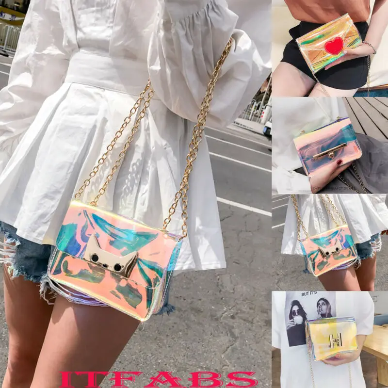 Модная трендовая сумка с лазерным замком для дам Блокировка ПВХ конверт