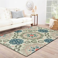 european style geometric rug mandala circular pattern green carpet living room bedroom bed blanket kitchen floor mat