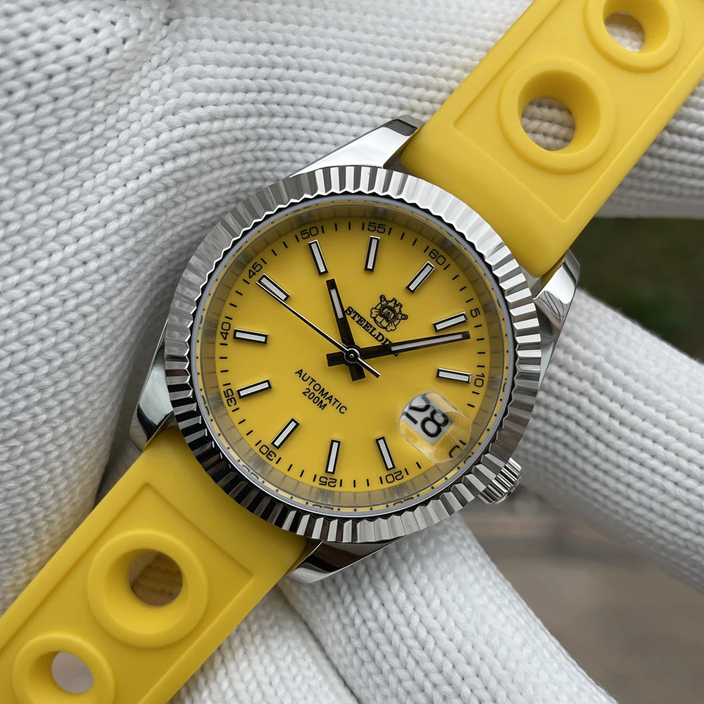 

SD1933 Datejust Men's Diving Automatic Mechanical Watch STEELDIVE Design Steel Ring 200M Waterproof Japanese NH35 Luminous Watch