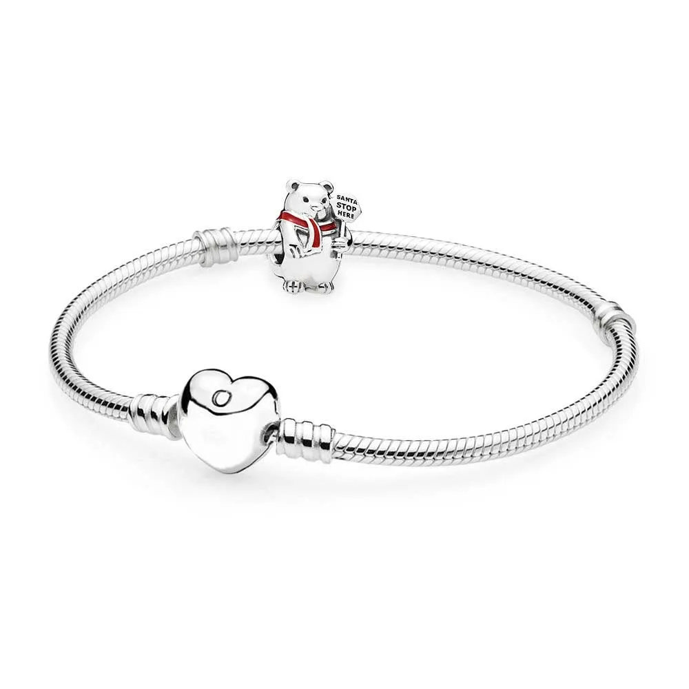 

NEW 925 Sterling Silver Christmas Polar Bear Bracelet Set fit DIY Original charm Bracelets Women jewelry A set of prices