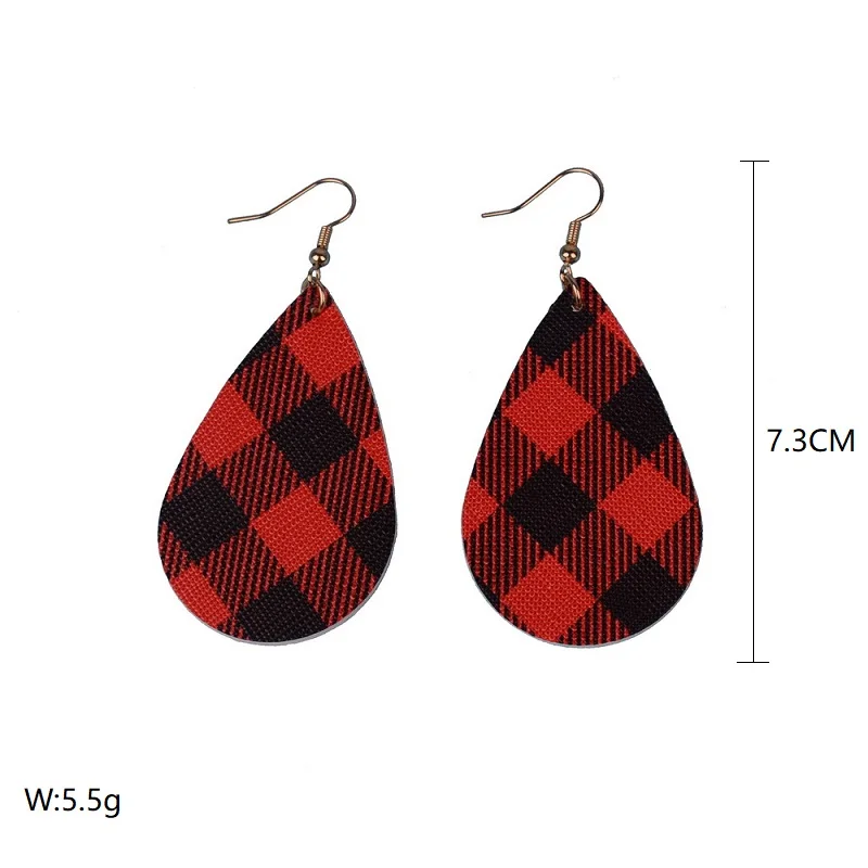 Новые кожаные серьги в клетку буйвола форме капли воды для женщин модные листа