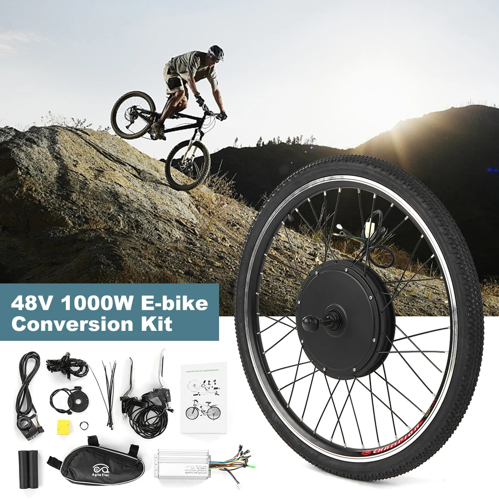 

Electric Bike Conversion Kit Bike Rear Wheel Hub 48V 1000W Powerful E-Bike Motor Kit Brushless Controller Signal Light Bike Tire