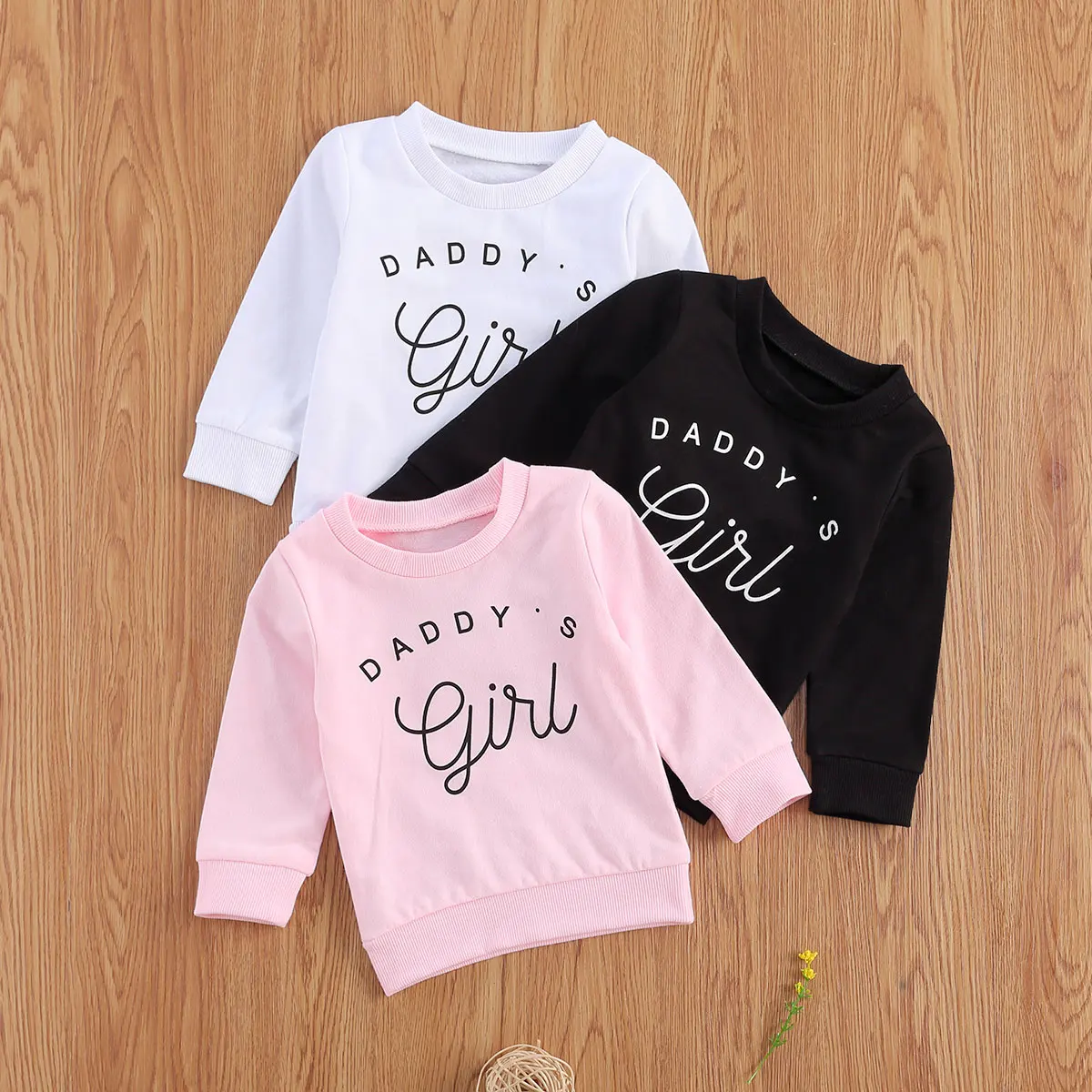 2021 0-3Y DADDY Toddler Baby Girls Sweatshirt Top Letter Print Long Sleeve Hoodies Spring Autumn Kids Outwear 3 Colors