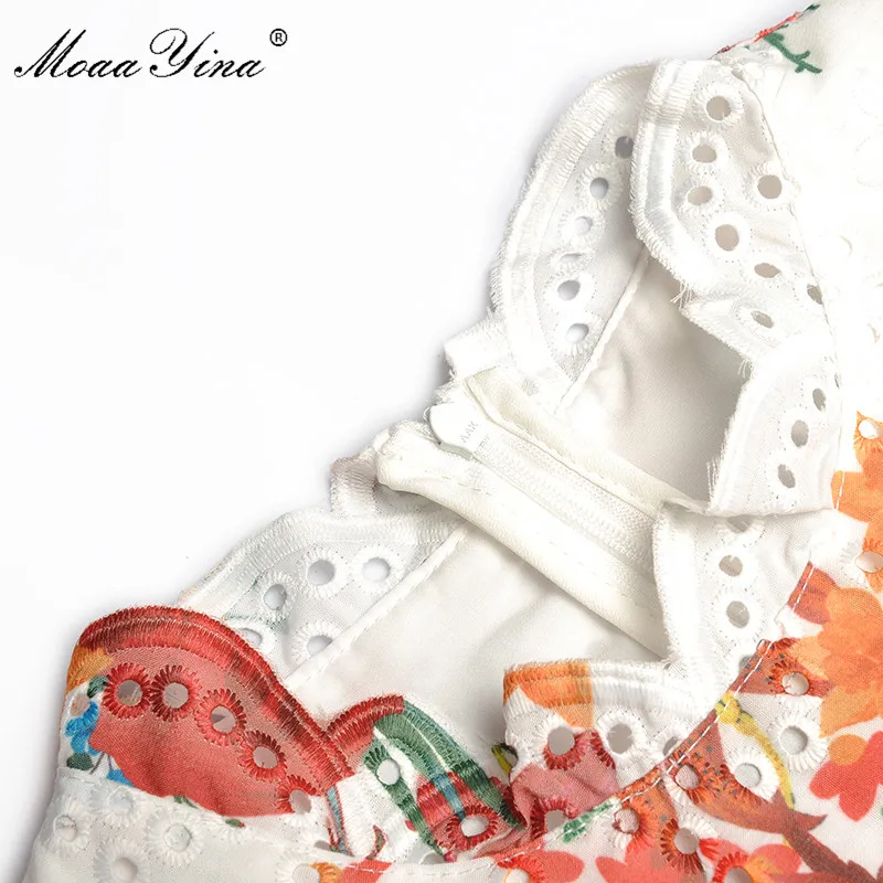 MoaaYina модное дизайнерское платье весна-лето женское со стоячим воротником с