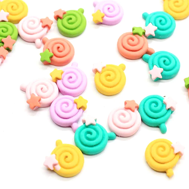 10 шт. кабошоны из каучука с имитацией звезды и леденцов плоской задней стороной