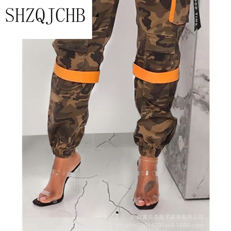 

JCHB Sports Pants For Running Women Fashion Casual Orange Camouflage Pant Trousers Patchwork Elastic Leggings For Women