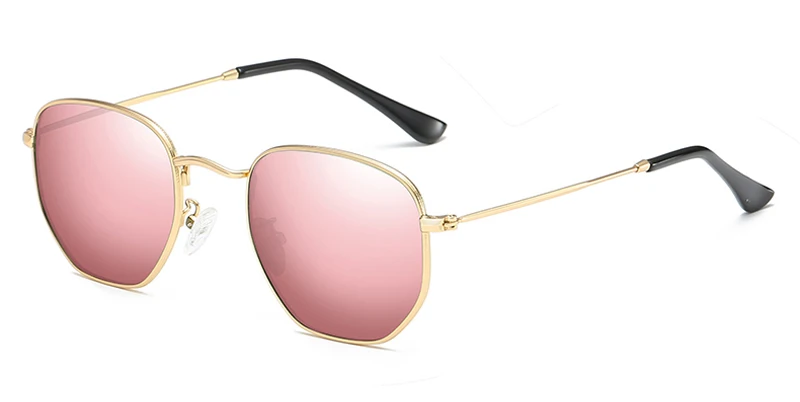 pink mirror lens Peekaboo Ретро Квадратные Солнцезащитные очки мужские Поляризованные металлические зеленые линзы поляризованные солнцезащитные очки для женщин Рождественский подарок Элементы uv400 - Цвет линз: pink mirror lens
