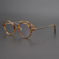 brand designer high quality glasses frame men retro round acetate titanium clear lens eyeglasses for women prescription eyewear