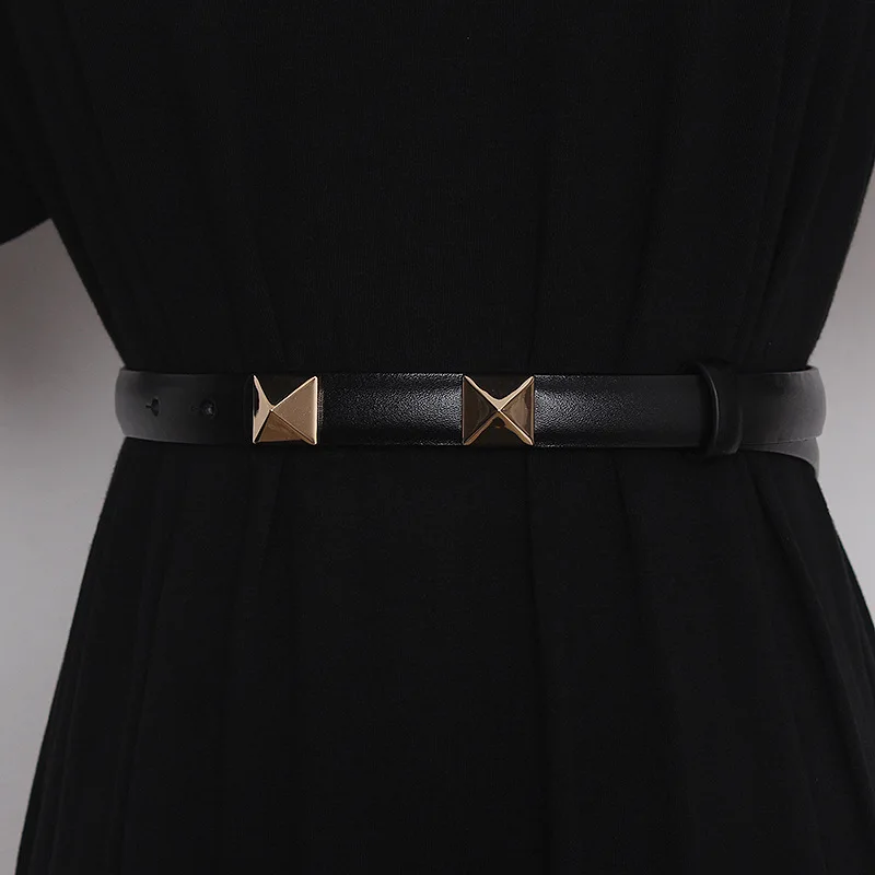 Женский ремень с заклепками двусторонний пояс для костюма или платья 2021 |