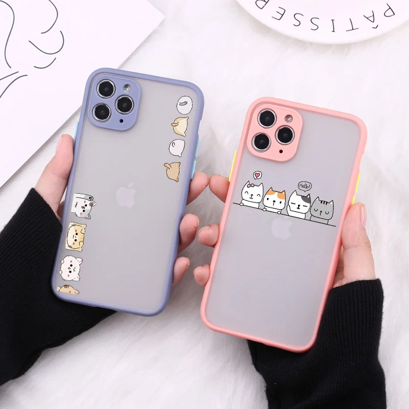 

Cute Cat Cartoon Hamster Animal Phone Case For iphone 13 12 11 Pro Max XR XS Max X 6s 7 8 Plus Matte Lovely Tiger Back Cover