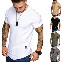 new mens t shirt slim fit o neck short sleeve muscle fitness casual hip hop cotton top summer fashion basic t shirt large size