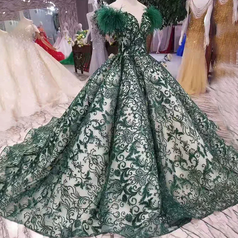 Зеленое Вечернее Платье LS11091 длинное кружевное платье с открытыми плечами и