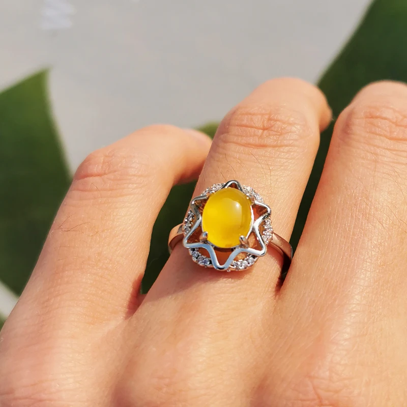 Jadery Натуральный топаз Нефритовое каменное кольцо серебро 925 кольца для женщин