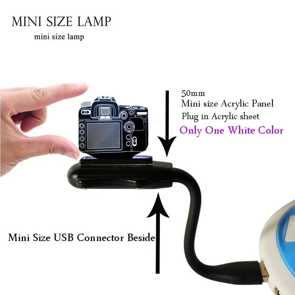Mini USB Lamp Модель камеры многоцветный Изменение 3D лампа настольная декоративная рядом с ночным светом Светодиодная лампа Праздничная Новинка освещение подарки Детские игрушки - Испускаемый цвет: Mini USB Lamp