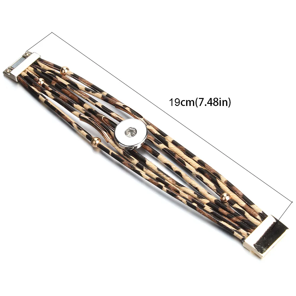 Женский кожаный браслет с леопардовым принтом широкий многослойный