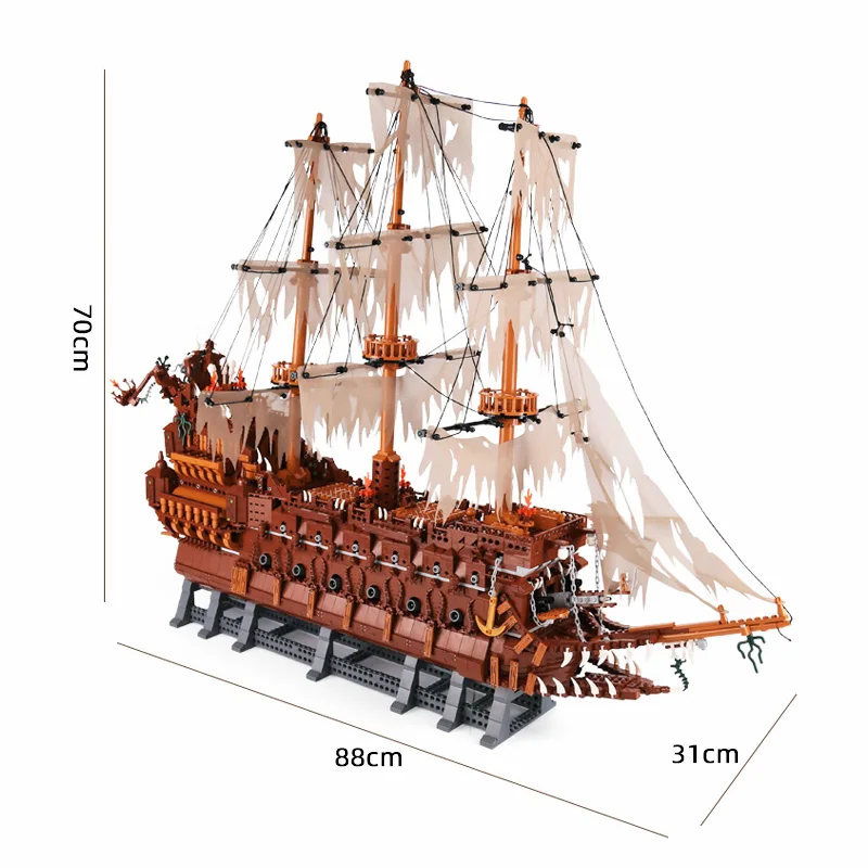 

16016 Flyings The Nether Lands Set Pirate Ship MOC Pirates of the Boat Building Blocks Bricks Model Boat Black Pearl Queen Anne