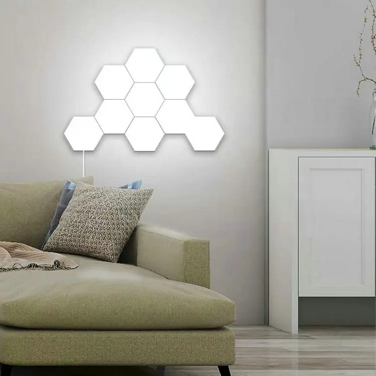 

Colorful LED Honeycomb Quantum Hexagon Wall Lamp With Touch Sensitive For Bedroom Living Room Stair Loft DIY Decor Night Light