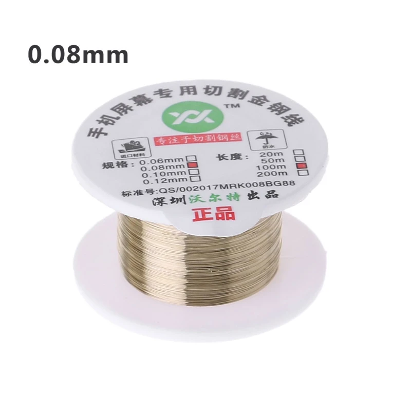 

100m Alloy Gold Molybdenum Wire Cutting Line LCD Display Screen Separator Repair