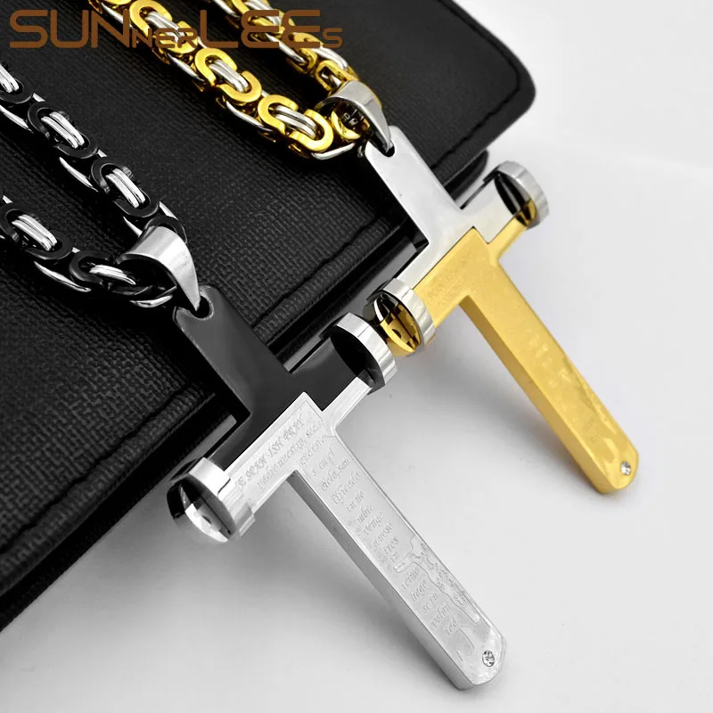 SUNNERLEES ожерелье из нержавеющей стали с подвеской в виде Креста Иисуса Христа