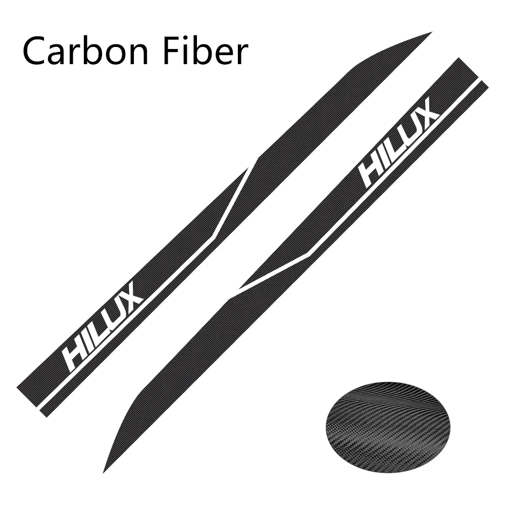 Carbon Fiber 2 шт. боковые наклейки на двери автомобиля для Toyota Hilux Revo Vigo Автомобильная виниловая пленка DIY Наклейка спортивный стиль автомобильные принадлежности для тюнинга - Название цвета: Carbon Fiber