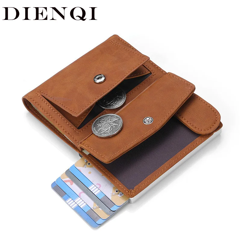 DIENQI Rfid мужские кошельки из натуральной кожи держатель для карт тонкий умный