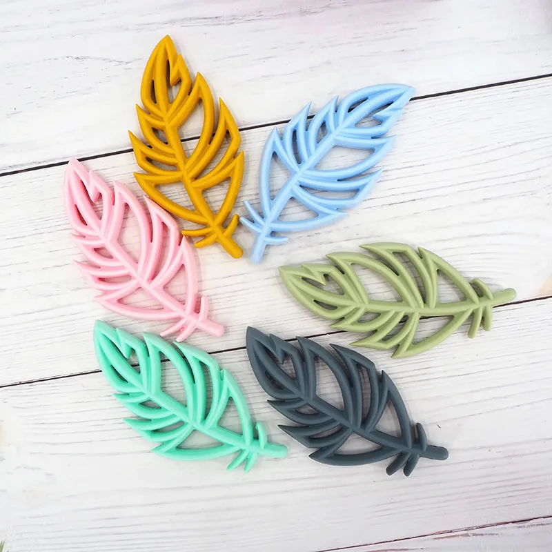 Chenkai 5PCS Silicone leaf Teether Toys Chewable Baby Teether  Shape Products Nursing Gift Accessory