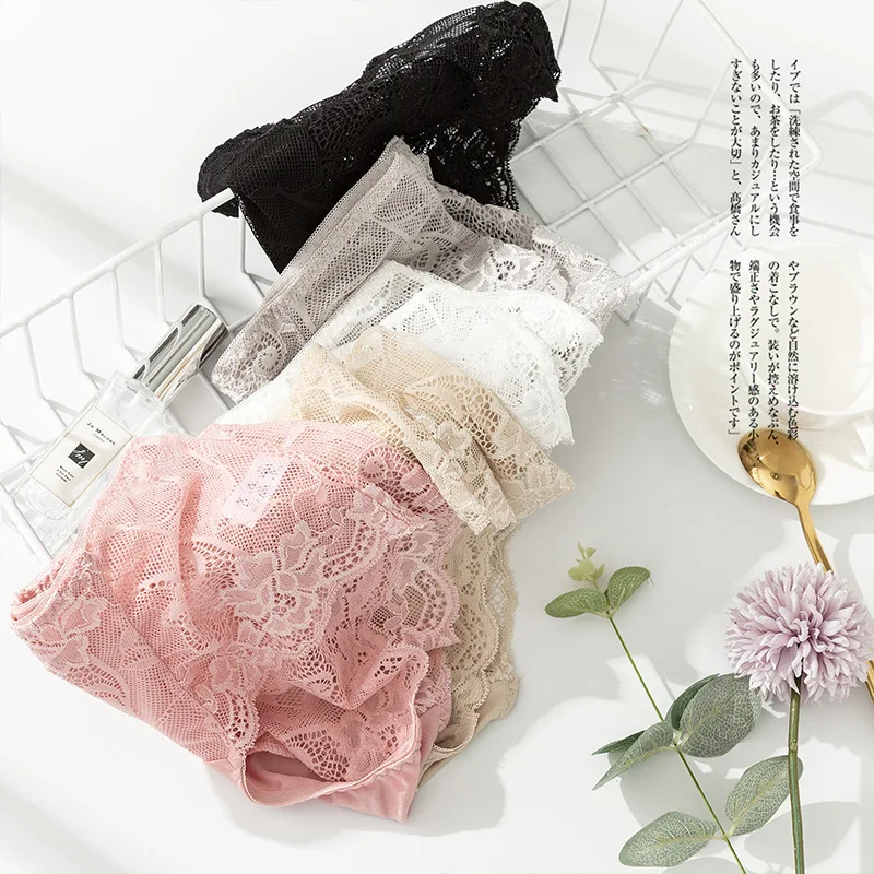 Women Lace Panties 100% Natural silk Lace Beriefs Seamless Sexy Underwear lingerie calcinha briefs underwear culotte 2022