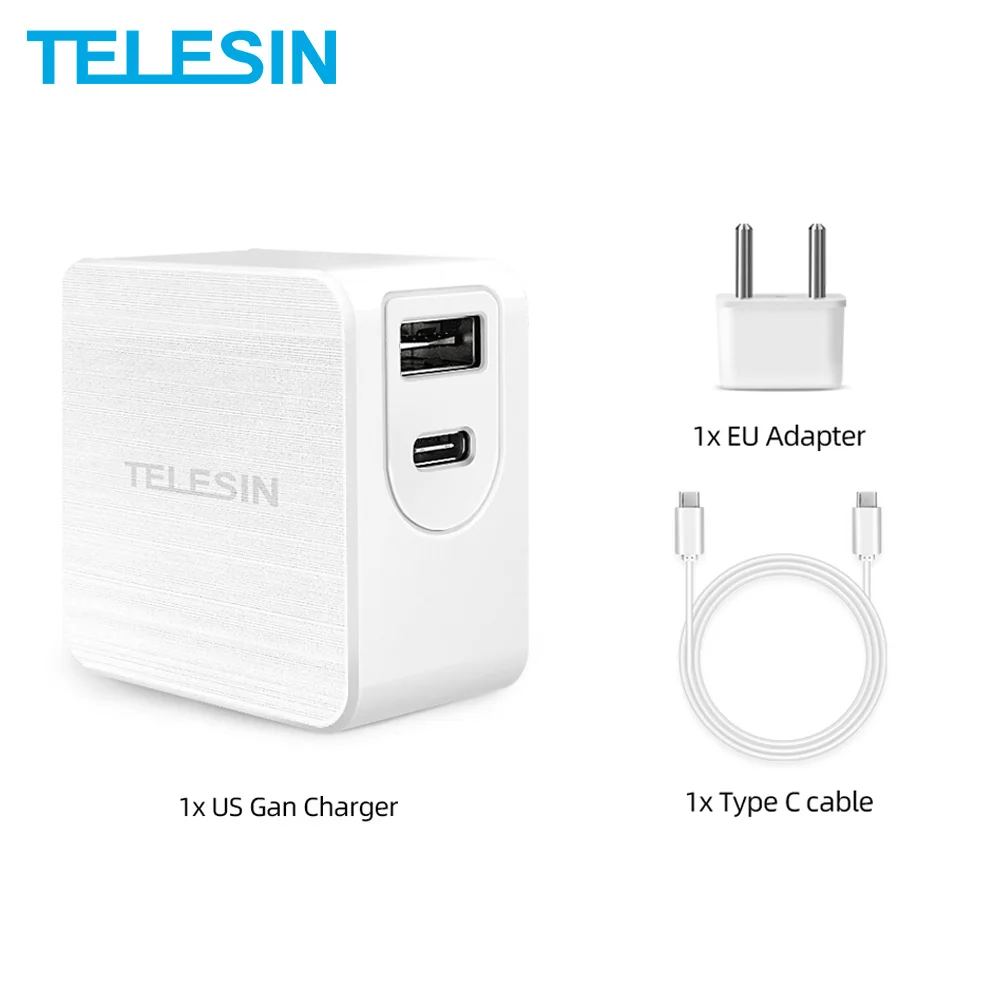 

Быстрое зарядное устройство TELESIN GaN 65 Вт PD QC 3,0 Для GoPro Osmo Action для DJI MAVIC Air 2 Pro для Macbook iPhone Samsung, зарядное устройство для дрона