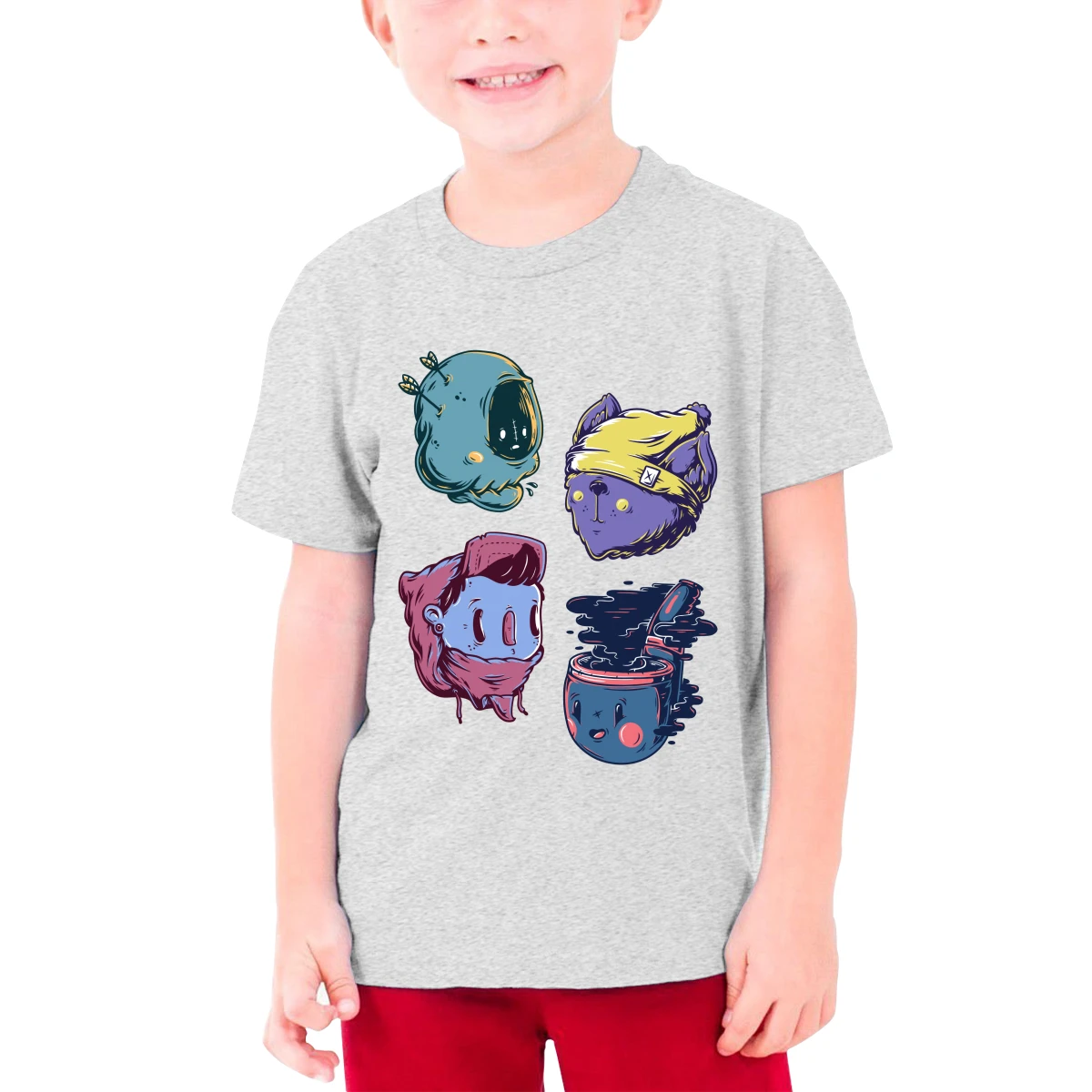 

Print Clothes Girls 3D Funny T-shirts Costume Children summer Clothing Kids Tees Teenage Tshirts Grey Gray Color