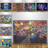 abstract trippy mushroom blacklight psychedelic retro poster wall art picture prints oil painting canvas living home room decor