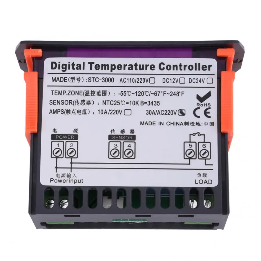 STC 3000 110V 220V сенсорный цифровой регулятор температуры термостат с датчиком (30A)
