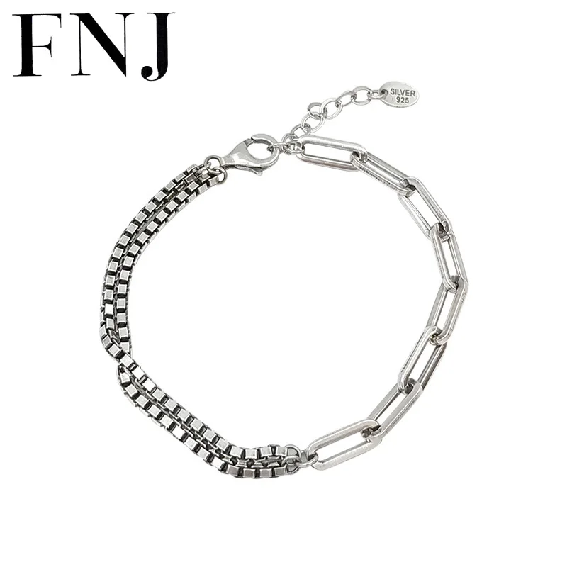 

Женский браслет-цепочка FNJ, серебро 925 пробы, серебро 925 пробы, 18 см