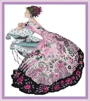 woman in a flowery skirt dmc counted chinese cross stitch kits printed cross stitch set embroidery needlework