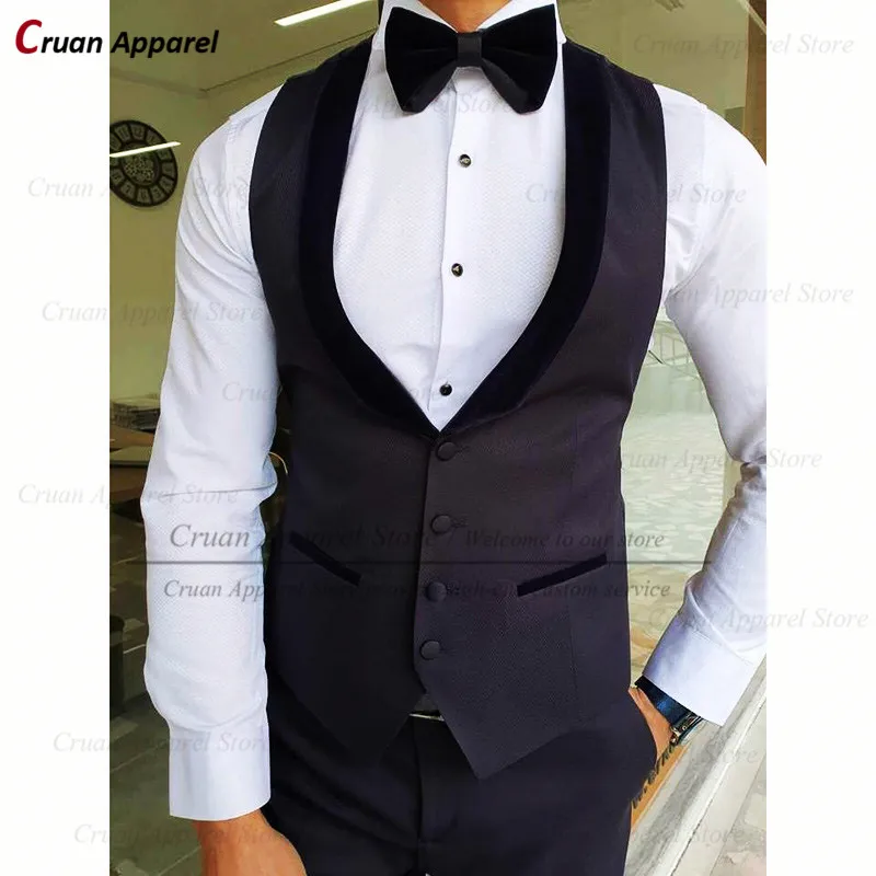 

Latest Velvet Lapel Grey Men's Suit Vests Wedding Sleeveless Jacket Tailor-made Slim fit Groomsmen Groom Business Waistcoat 1Pcs