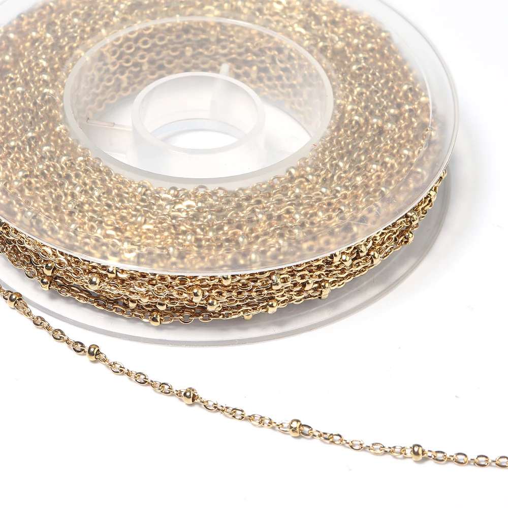 

5 Yards/Roll Stainless Steel Cross Link Clip Beads Chain Gold Beaded Chain For DIY Necklaces Bracelet Jewelry Making Accessories