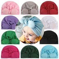 5pcslot newborn toddler kids baby boy girl turban hat soft turban cap beanie solid bow knot wrap hats headwear