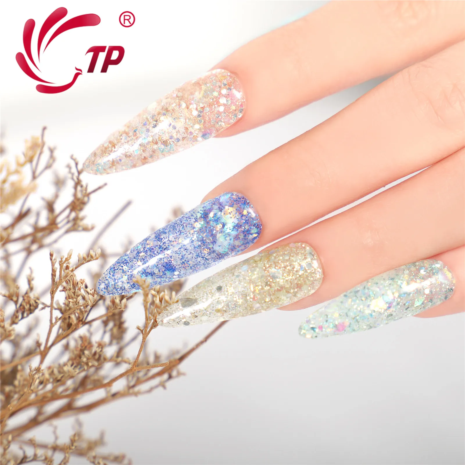 Блестящие хлопья для ногтей пудра маникюра с блестками градиентный блестящий