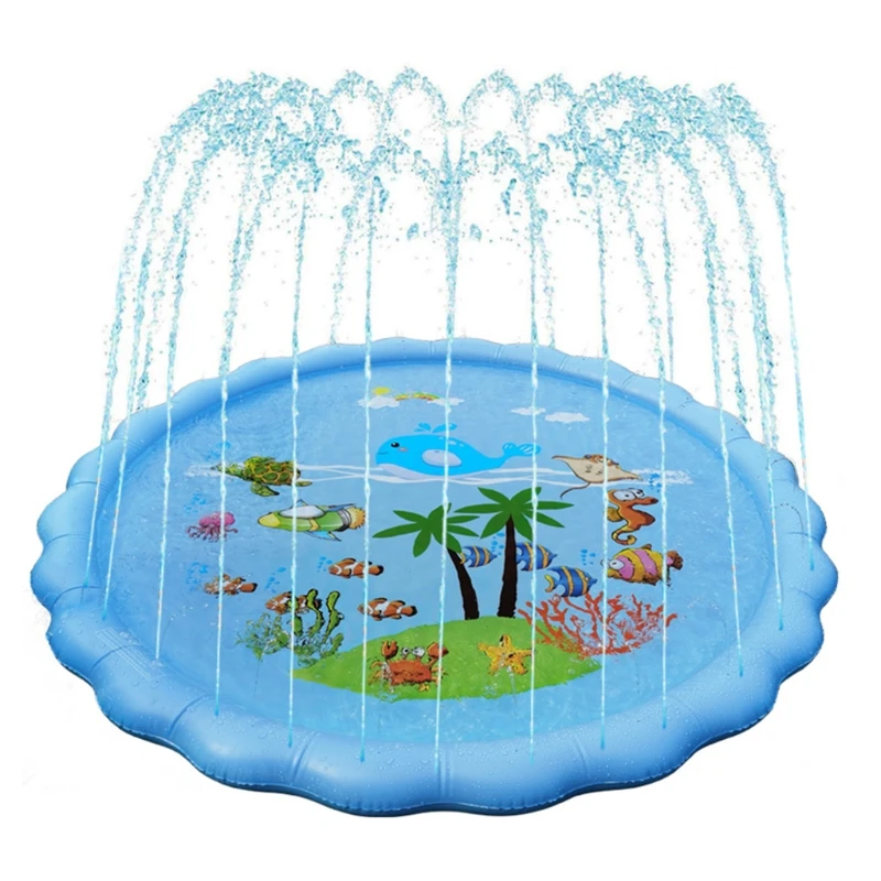 

Round Inflatable Pad Fountain Swimming Pool Indoor Sprinkler Toddler Water Game Play Center for Kids Portable Children's H051