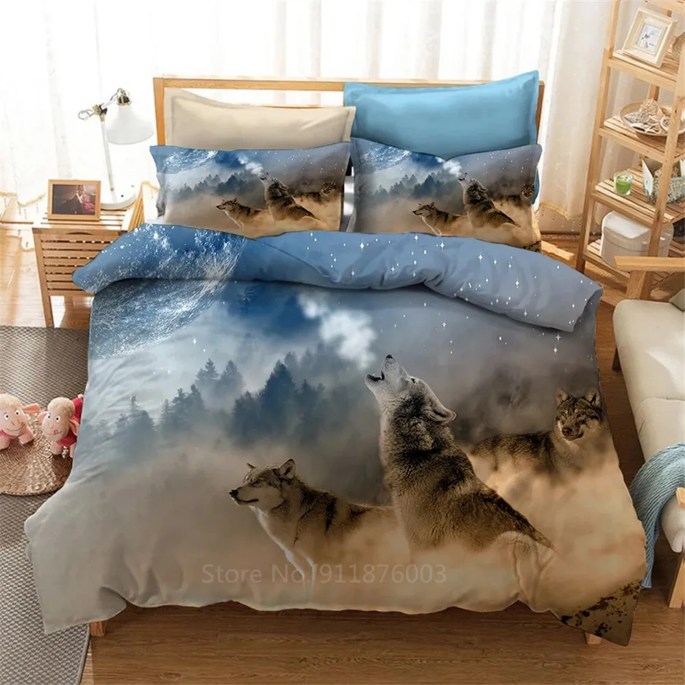 

Animals 3D Wolf Moon Bedding Set Custom Bedding Quilt Cover Quilt and Pillow Case Bed Cover Home Textile