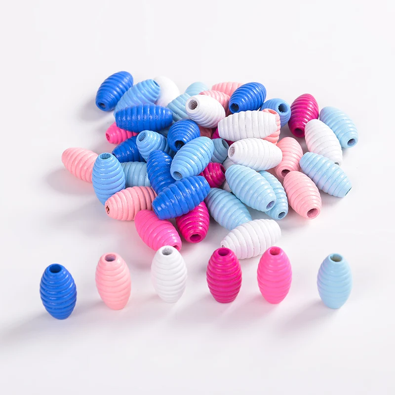 Бусины из натурального дерева 100 шт./лот 25*14 мм красочные бусины круглые волнистые