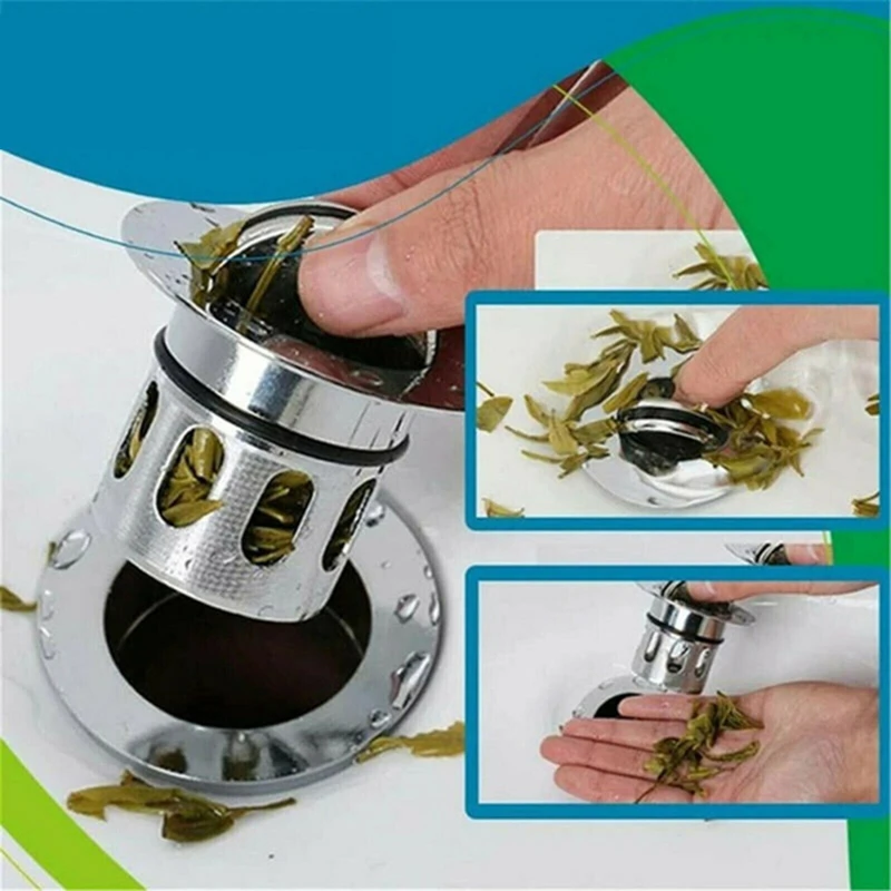 

1pc Universal Wash Basin Bounce Drain Filter Up Bathroom Sink Drain Plug With Anti-Clogging Basket Stopper Bathroom Accessories