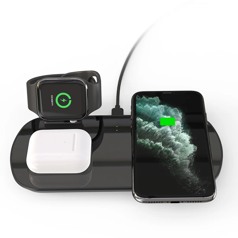 

Qi Wireless Charger for Apple Watch 3 in 1 Fast Wireless Charging Station Pad for Airpods Pro iPhone 11 Samsung S20
