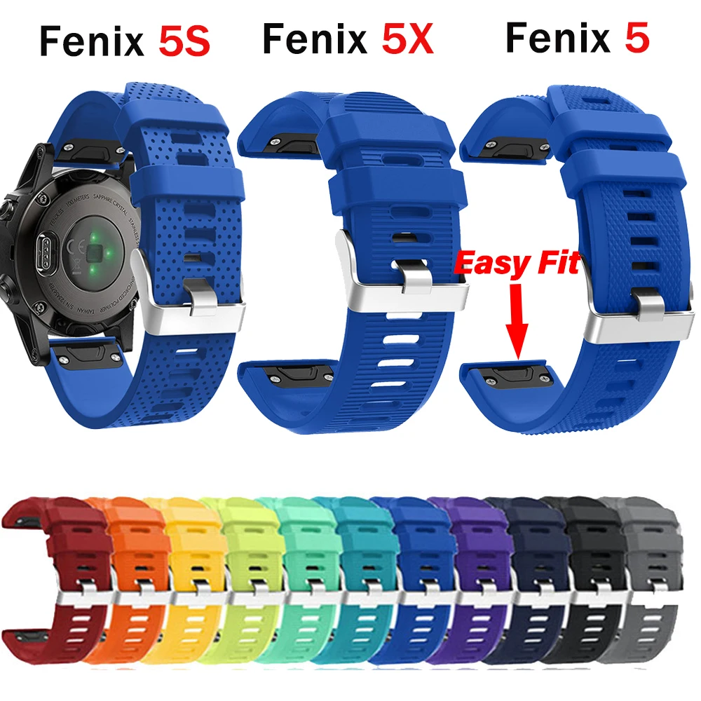 Ремешок силиконовый для наручных часов Garmin Fenix 6X 6 6S Pro 5X 5 5S Plus 3 легко подходит